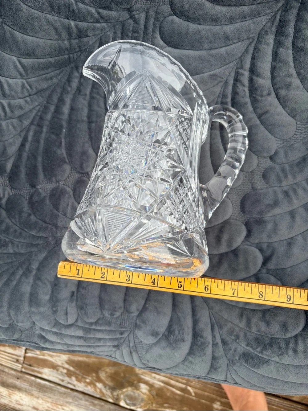 Pressed Cut Glass Pitcher - Clear Crystal-Look